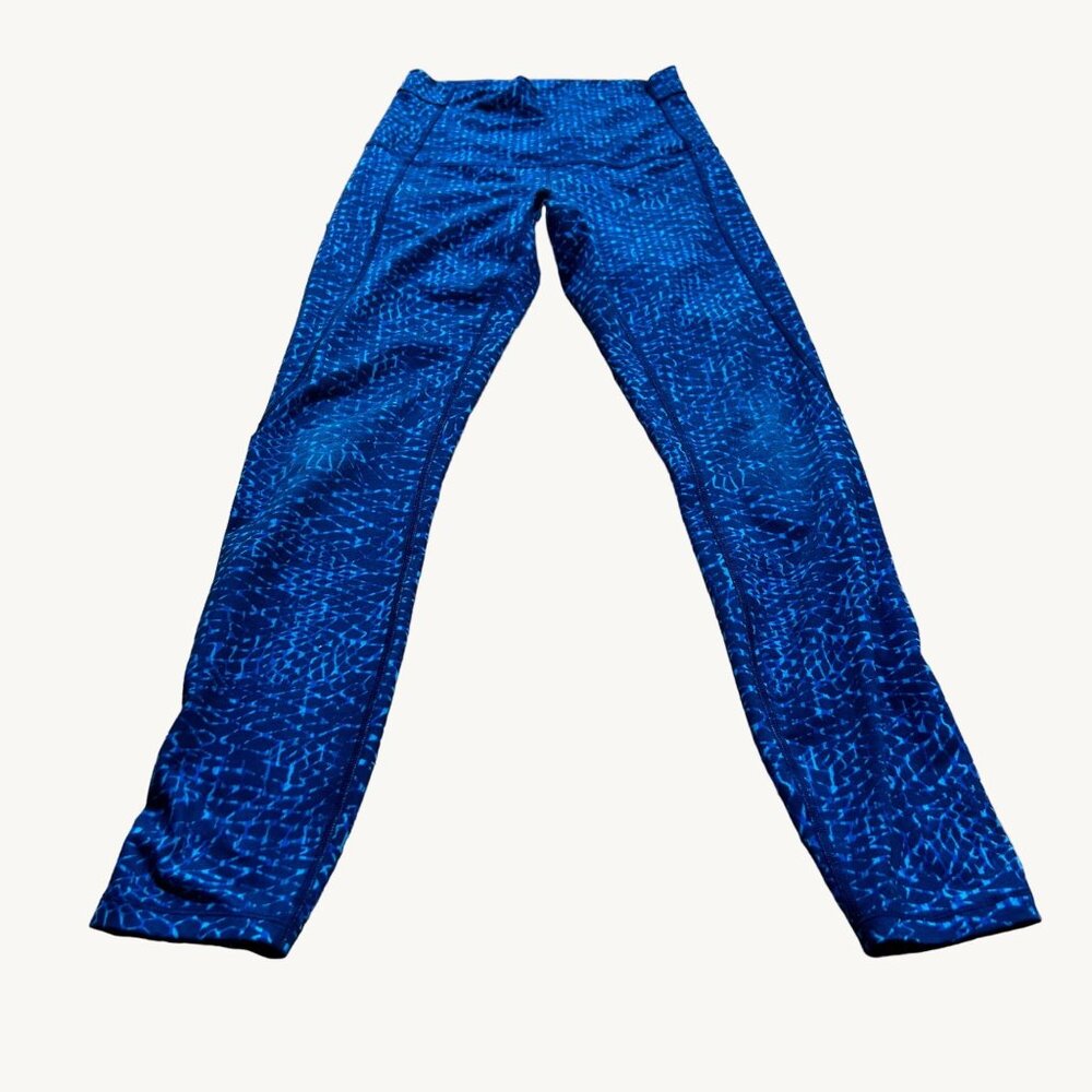 Lululemon Size 4 Blue Wunder Under Pant III Tight Samba Snake Kayak Hero